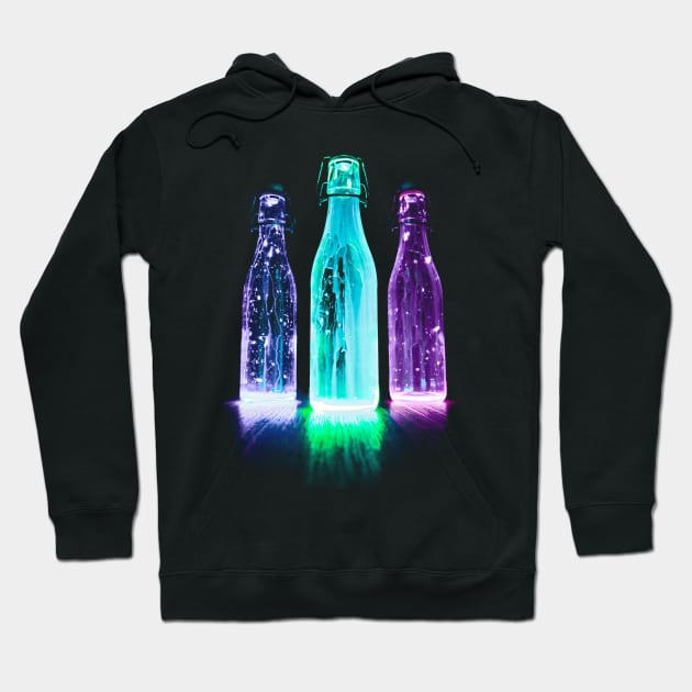 Neon Alcohol Bottle Art Hoodie by enchantingants
